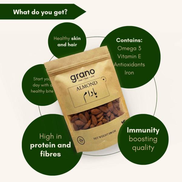 GranoFoods 100% Organic Almonds – Premium Quality, Nutritious, and Delicious