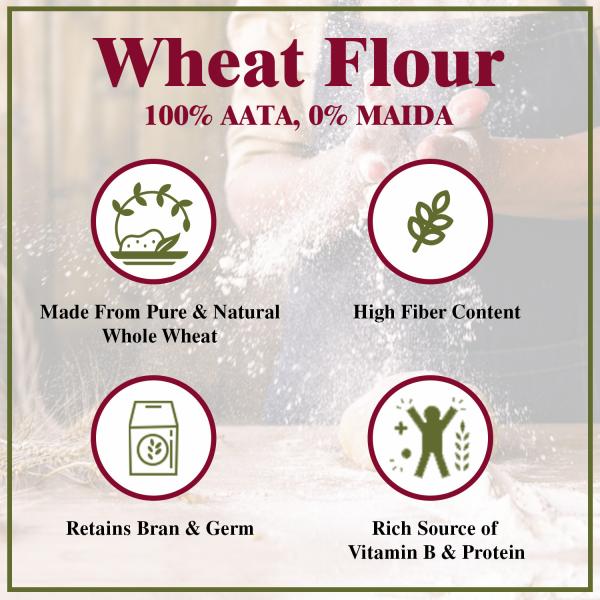 GranoFoods Premium Chakki Fresh Atta - 100% Whole Wheat Flour (2kg Pack)