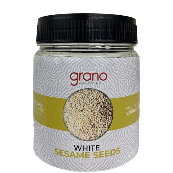 Grano Foods Premium White Sesame Seeds (Til) – Pure, Fresh & Nutrient-Rich | 250g / 500g Jar